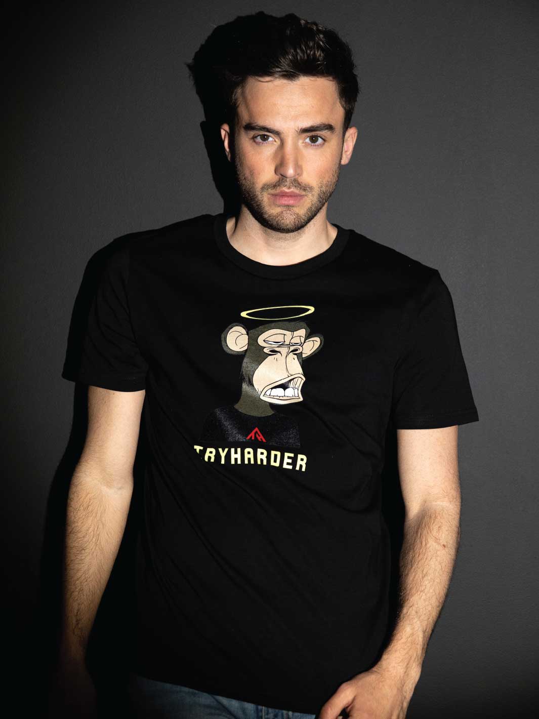 BORED APES #1574 X TRYHARDER | HALO T-SHIRT | BLACK