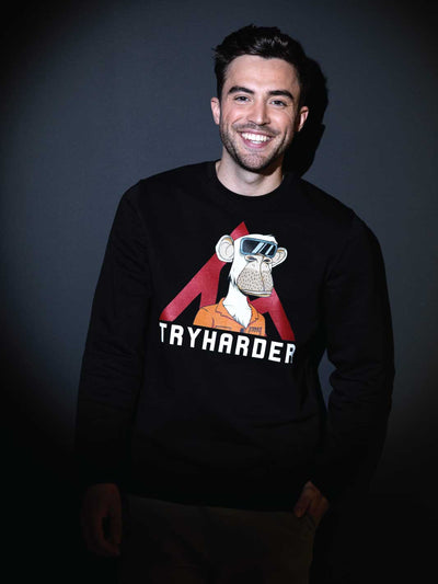 BORED APES #8134 X TRYHARDER | BOLD SWEATER | BLACK