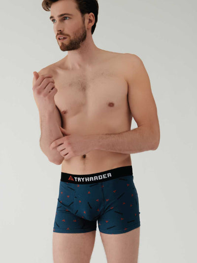 TRYHARDER - Boxer - Blue logo small 1 pack
